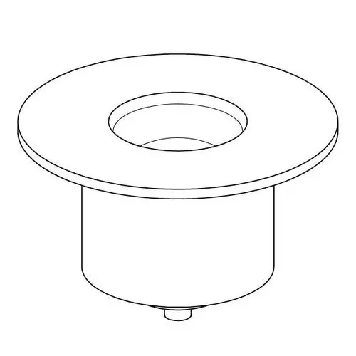 Rund geformter Rückflussverhinderer von Uponor mit einem zentralen Loch. Das Produkt hat eine flache Oberseite und eine zylindrische Unterseite.